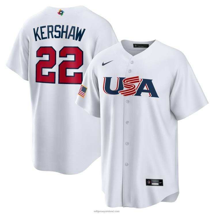 IE MBL USA Baseball Clayton Kershaw Nike 2023 World Baseball Classic Replica Player Jersey Men White R0H2T870