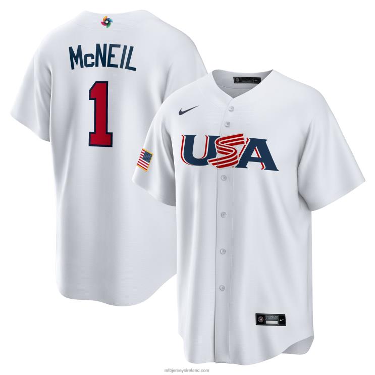 IE MBL USA Baseball Jeff McNeil Nike 2023 World Baseball Classic Replica Player Jersey Men White R0H2T716