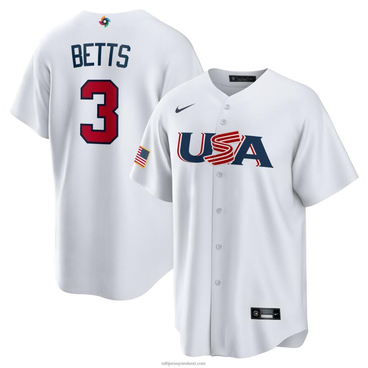 IE MBL USA Baseball Mookie Betts Nike 2023 World Baseball Classic Replica Player Jersey Men White R0H2T536