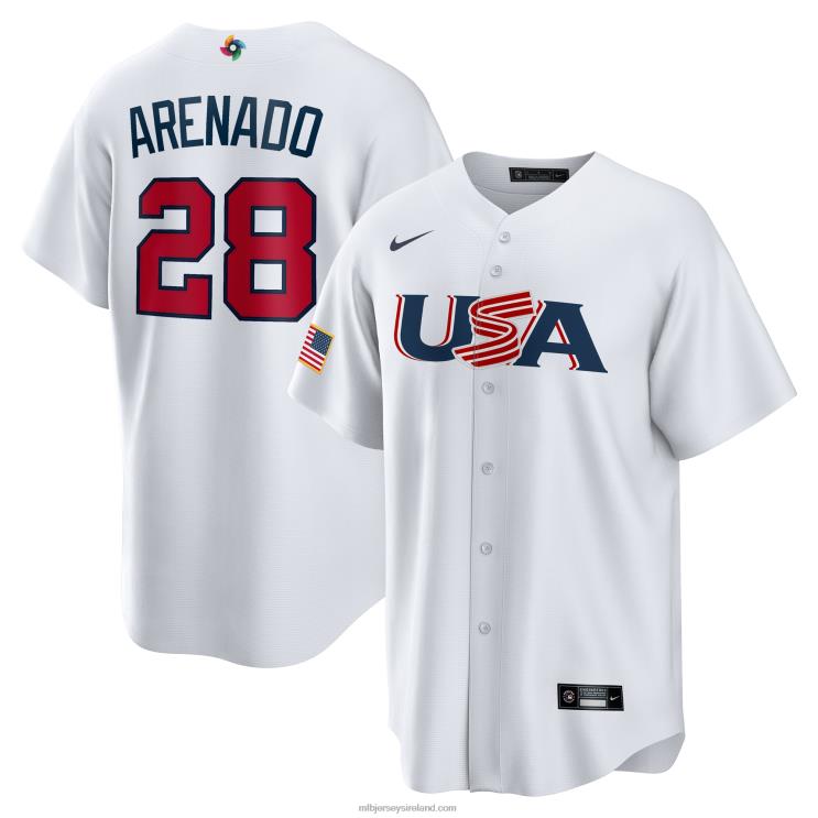IE MBL USA Baseball Nolan Arenado Nike 2023 World Baseball Classic Replica Player Jersey Men White R0H2T573